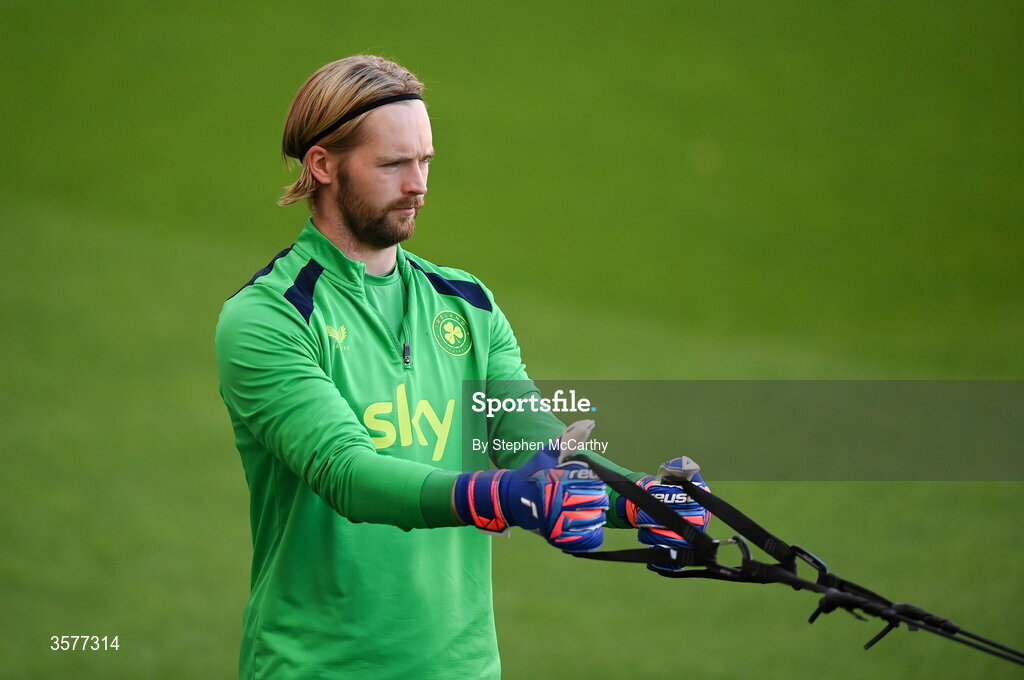 26 September 2026; Goalkeeper Caoimhín Kelleher during the Republic of Ireland training session at Nagyerdei Stadion in Debrecen, Hungary. Photo by Stephen McCarthy/Sportsfile