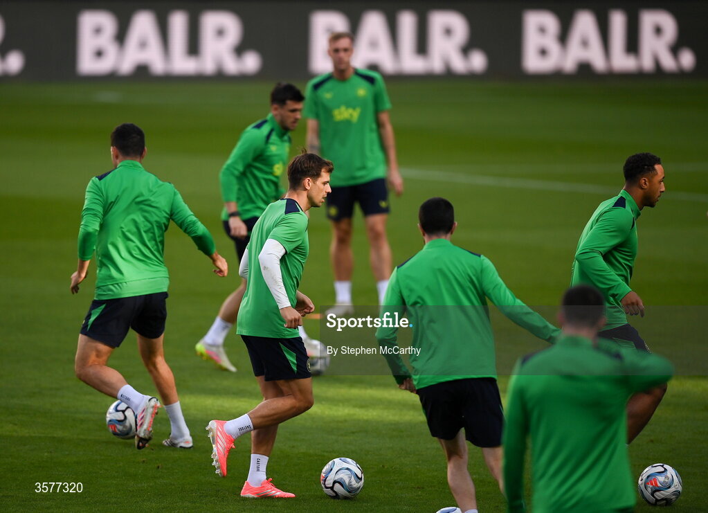 26 September 2026; Jayson Molumby during the Republic of Ireland training session at Nagyerdei Stadion in Debrecen, Hungary. Photo by Stephen McCarthy/Sportsfile