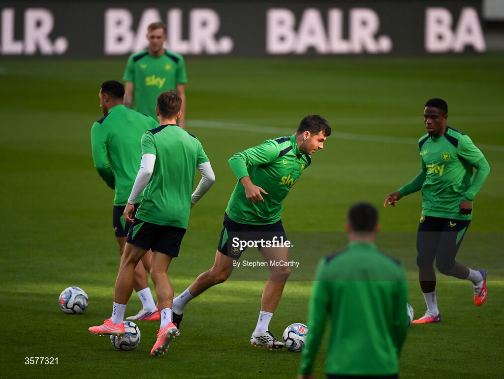26 September 2026; John Egan during the Republic of Ireland training session at Nagyerdei Stadion in Debrecen, Hungary. Photo by Stephen McCarthy/Sportsfile