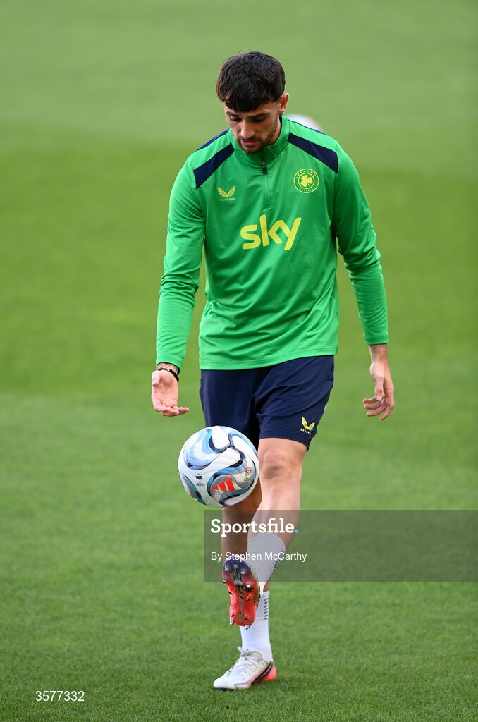 26 September 2026; Troy Parrott during the Republic of Ireland training session at Nagyerdei Stadion in Debrecen, Hungary. Photo by Stephen McCarthy/Sportsfile