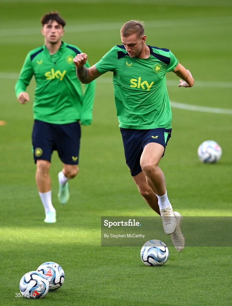 26 September 2026; Killian Philips during the Republic of Ireland training session at Nagyerdei Stadion in Debrecen, Hungary. Photo by Stephen McCarthy/Sportsfile