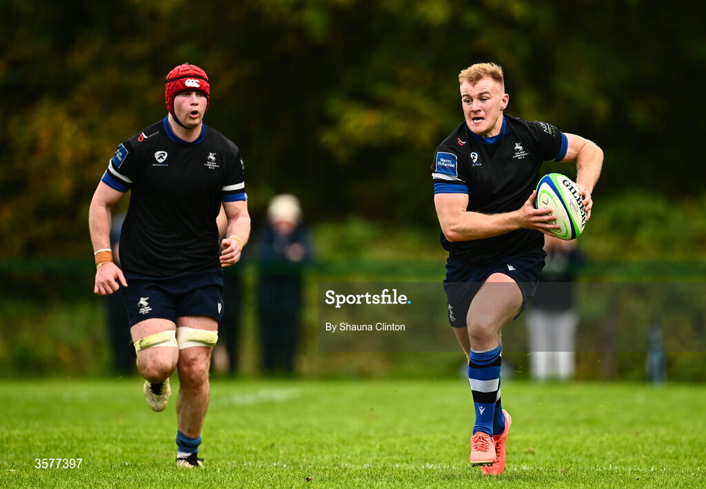 26 September 2026; Colm De Buitléar of Galway Corinthians during the Energia Men's All-Ireland League Division 2A match between Galway Corinthians and Wanderers at Dangan Sportground in Galway. Photo by Shauna Clinton/Sportsfile