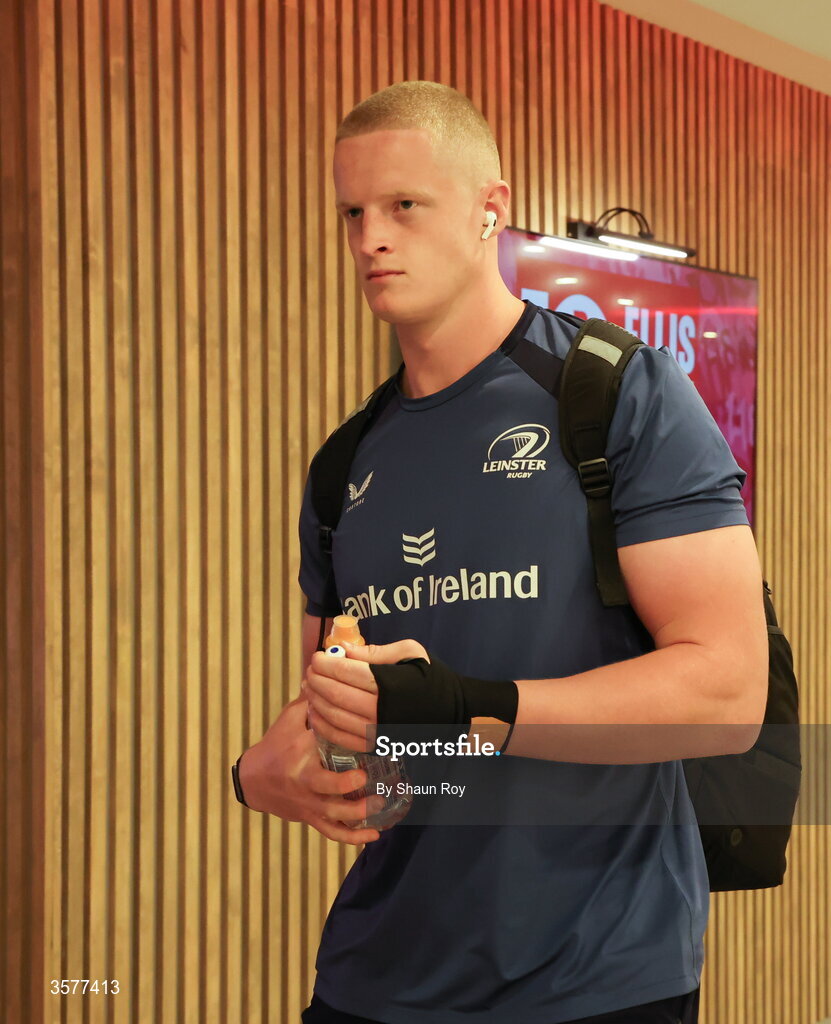 26 September 2026; Dylan McNeice of Leinster arrives before the United Rugby Championship match between Lions and Leinster at Ellis Park in Johannesburg, South Africa. Photo by Shaun Roy/Sportsfile