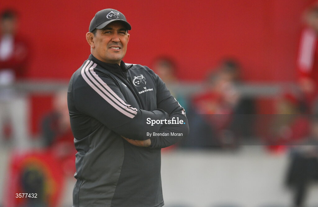 26 September 2026; Munster head coach Clayton McMillan before the United Rugby Championship match between Munster and Glasgow Warriors at Thomond Park in Limerick. Photo by Brendan Moran/Sportsfile