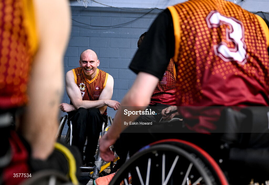 26 September 2026; Stephen Melvin of Titans BC smiles after the Basketball Ireland National Cup quarter-final between Titans BC and Clonaslee WBC in the Irish Wheelchair Association Sports Hall in Clontarf, Dublin. Photo by Eakin Howard/Sportsfile