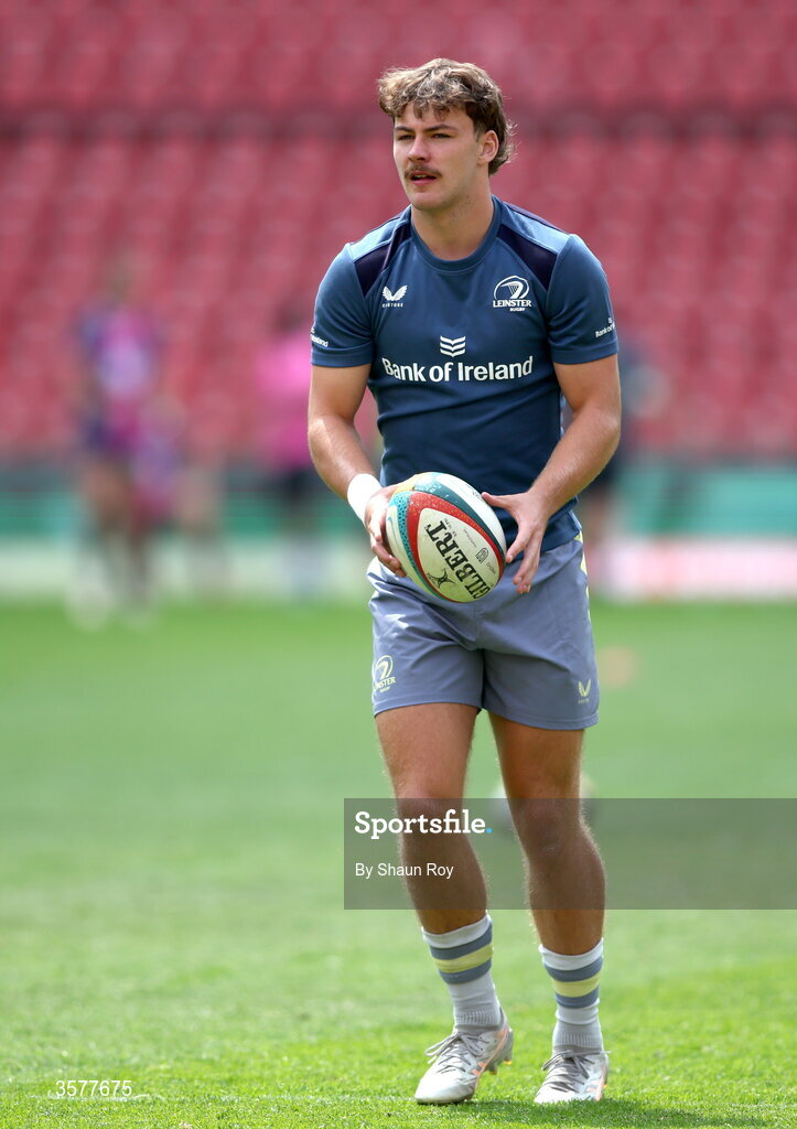 26 September 2026; Todd Lawlor of Leinster warms up before the United Rugby Championship match between Lions and Leinster at Ellis Park in Johannesburg, South Africa. Photo by Shaun Roy/Sportsfile