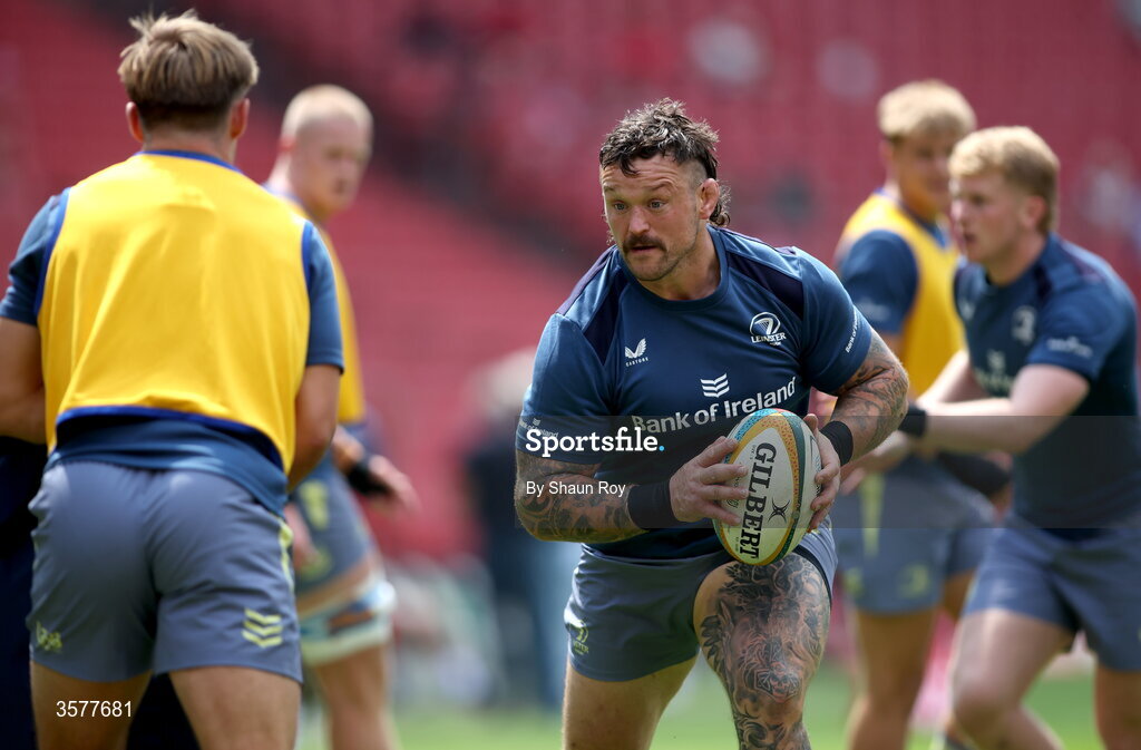 26 September 2026; Andrew Porter of Leinster warms up before the United Rugby Championship match between Lions and Leinster at Ellis Park in Johannesburg, South Africa. Photo by Shaun Roy/Sportsfile