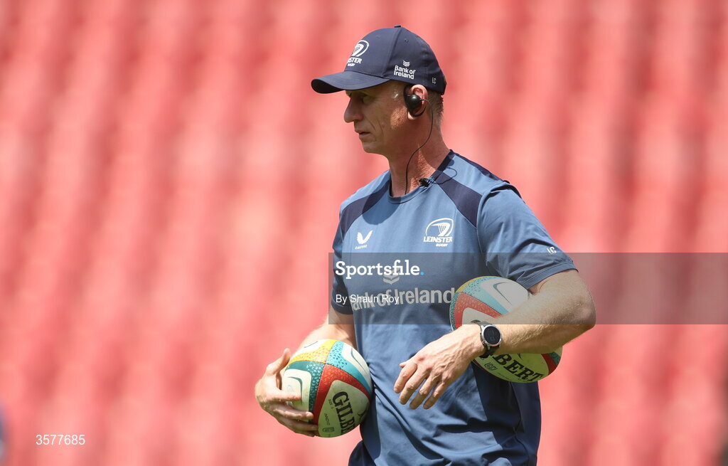 26 September 2026; Head coach Leo Cullen before the United Rugby Championship match between Lions and Leinster at Ellis Park in Johannesburg, South Africa. Photo by Shaun Roy/Sportsfile
