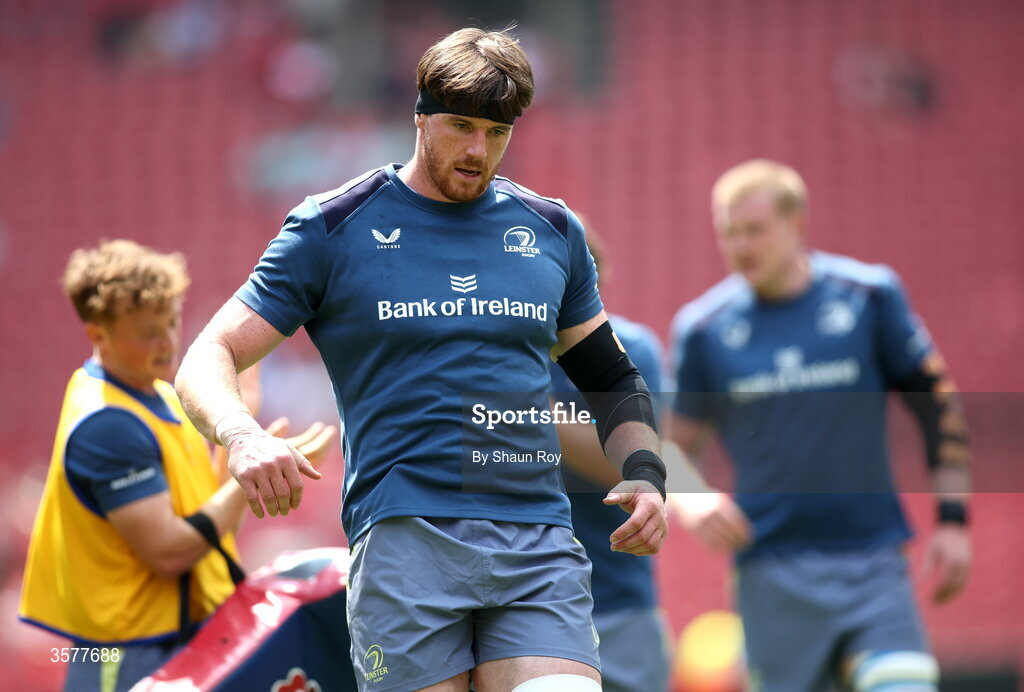 26 September 2026; Ryan Baird of Leinster warms up before the United Rugby Championship match between Lions and Leinster at Ellis Park in Johannesburg, South Africa. Photo by Shaun Roy/Sportsfile