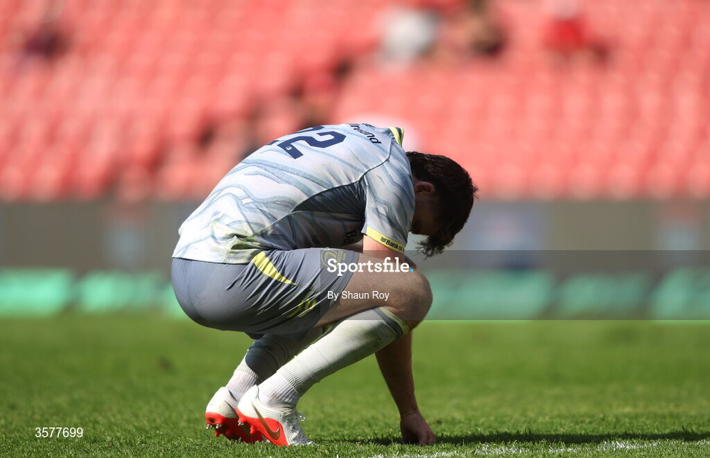 26 September 2026; Harry Byrne of Leinster reacts after the United Rugby Championship match between Lions and Leinster at Ellis Park in Johannesburg, South Africa. Photo by Shaun Roy/Sportsfile