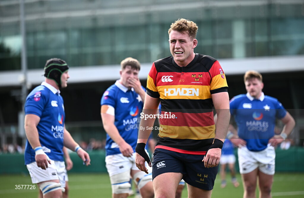 26 September 2026; Bobby Sheehan of Lansdowne during the Energia Men's All-Ireland League Division 1A match between Lansdowne FC and St Mary's College RFC at the Aviva Stadium in Dublin. Photo by Seb Daly/Sportsfile
