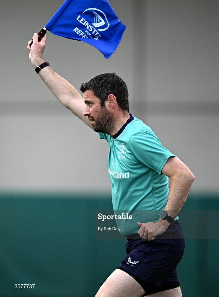 26 September 2026; Assistant referee Ian Thompson during the Energia Men's All-Ireland League Division 1A match between Lansdowne FC and St Mary's College RFC at the Aviva Stadium in Dublin. Photo by Seb Daly/Sportsfile