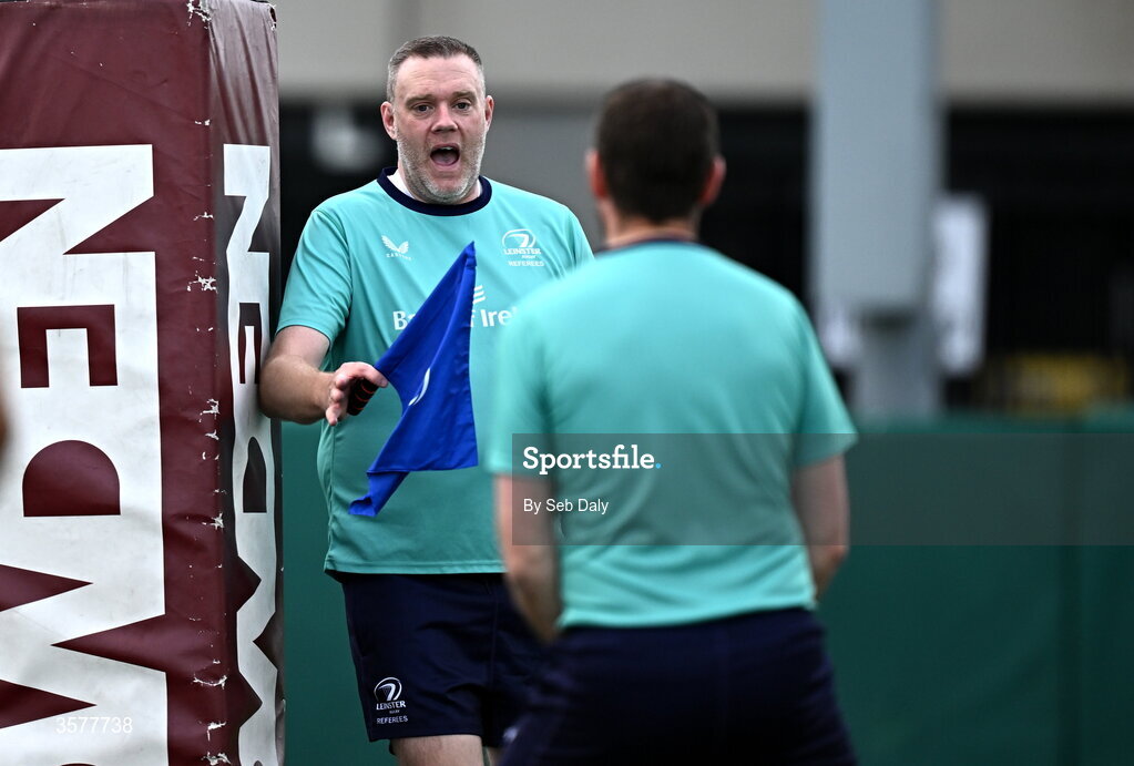 26 September 2026; Assistant referee Ronan Harris during the Energia Men's All-Ireland League Division 1A match between Lansdowne FC and St Mary's College RFC at the Aviva Stadium in Dublin. Photo by Seb Daly/Sportsfile