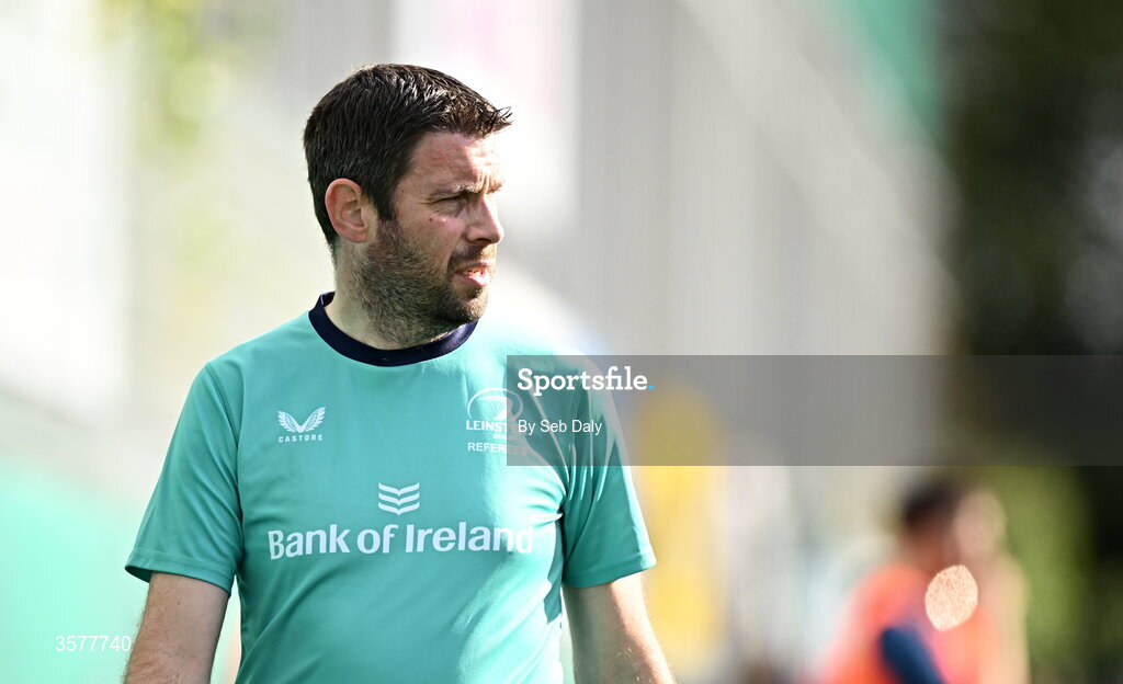 26 September 2026; Assistant referee Ian Thompson during the Energia Men's All-Ireland League Division 1A match between Lansdowne FC and St Mary's College RFC at the Aviva Stadium in Dublin. Photo by Seb Daly/Sportsfile