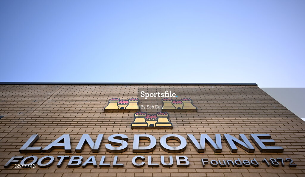 26 September 2026; Lansdowne FC signage before the Energia Men's All-Ireland League Division 1A match between Lansdowne FC and St Mary's College RFC at the Aviva Stadium in Dublin. Photo by Seb Daly/Sportsfile