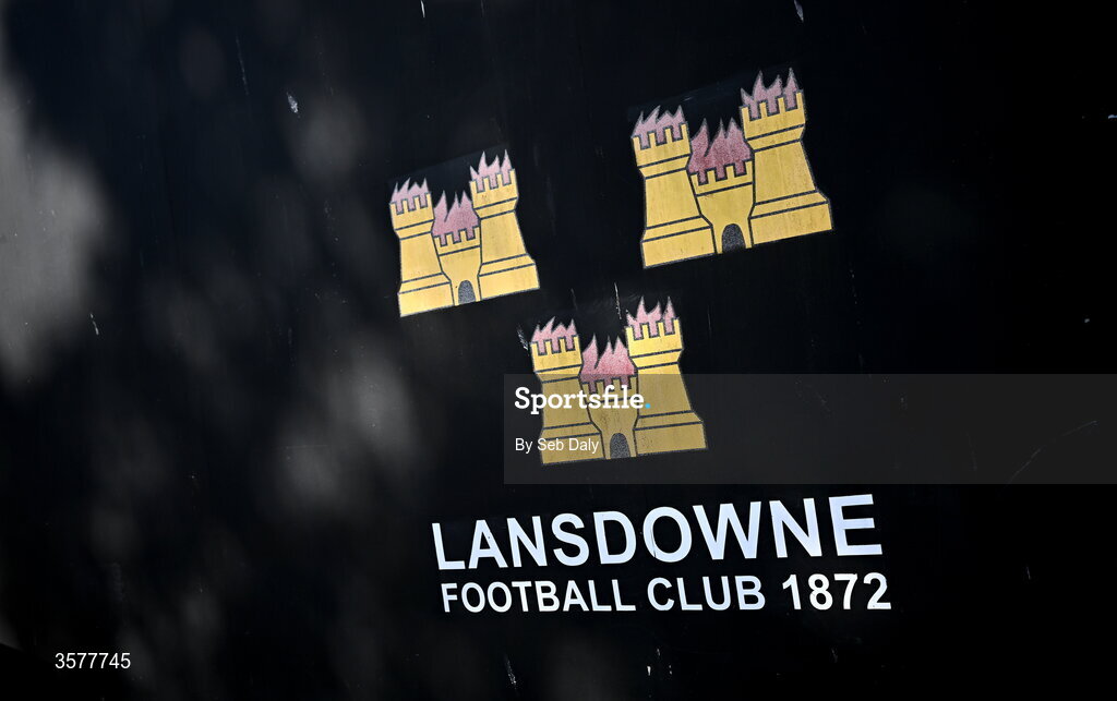 26 September 2026; Lansdowne FC signage before the Energia Men's All-Ireland League Division 1A match between Lansdowne FC and St Mary's College RFC at the Aviva Stadium in Dublin. Photo by Seb Daly/Sportsfile