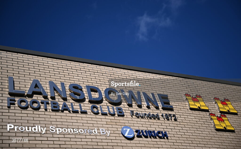 26 September 2026; Lansdowne FC signage before the Energia Men's All-Ireland League Division 1A match between Lansdowne FC and St Mary's College RFC at the Aviva Stadium in Dublin. Photo by Seb Daly/Sportsfile