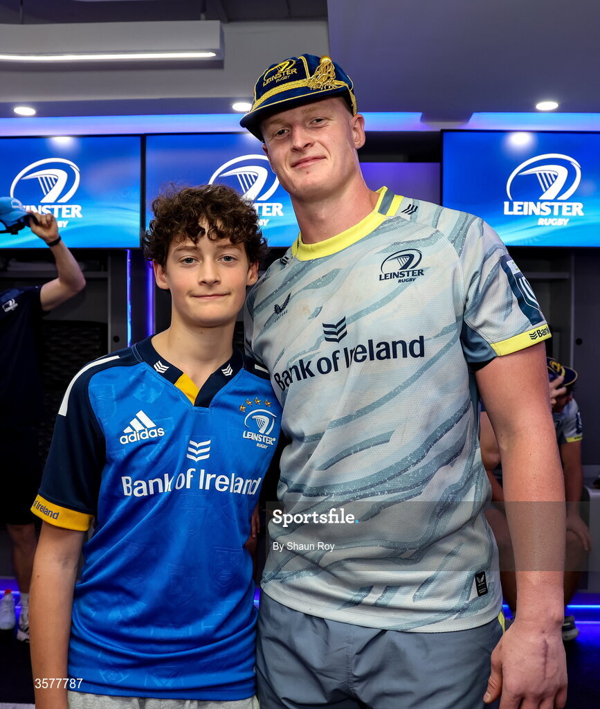 26 September 2026; Dylan McNeice of Leinster with his brother after the United Rugby Championship match between Lions and Leinster at Ellis Park in Johannesburg, South Africa. Photo by Shaun Roy/Sportsfile
