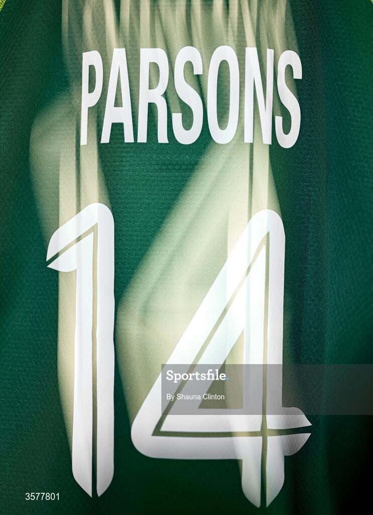 27 September 2026; The jersey of Béibhinn Parsons in the Ireland dressingroom before the WXV Global Series match between Ireland and Japan at Dexcom Stadium in Galway. Photo by Shauna Clinton/Sportsfile