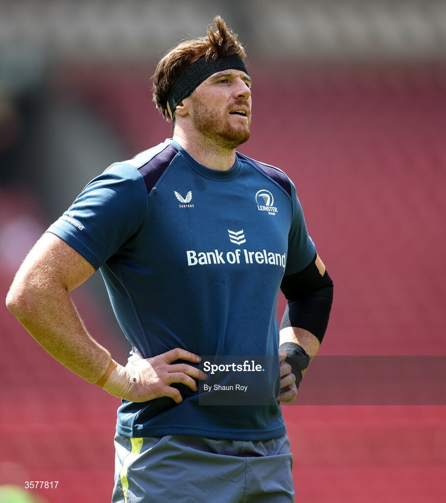 26 September 2026; Ryan Baird of Leinster warms up before during the United Rugby Championship match between Lions and Leinster at Ellis Park in Johannesburg, South Africa. Photo by Shaun Roy/Sportsfile