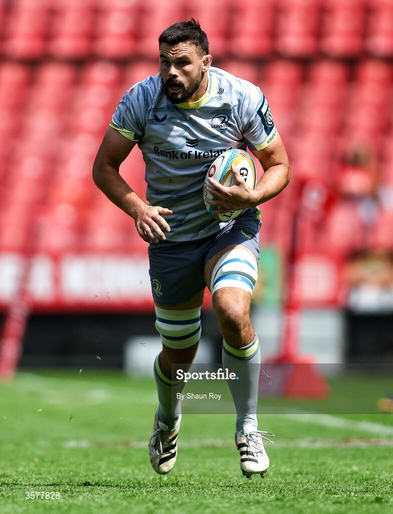 26 September 2026; Max Deegan of Leinster during the United Rugby Championship match between Lions and Leinster at Ellis Park in Johannesburg, South Africa. Photo by Shaun Roy/Sportsfile