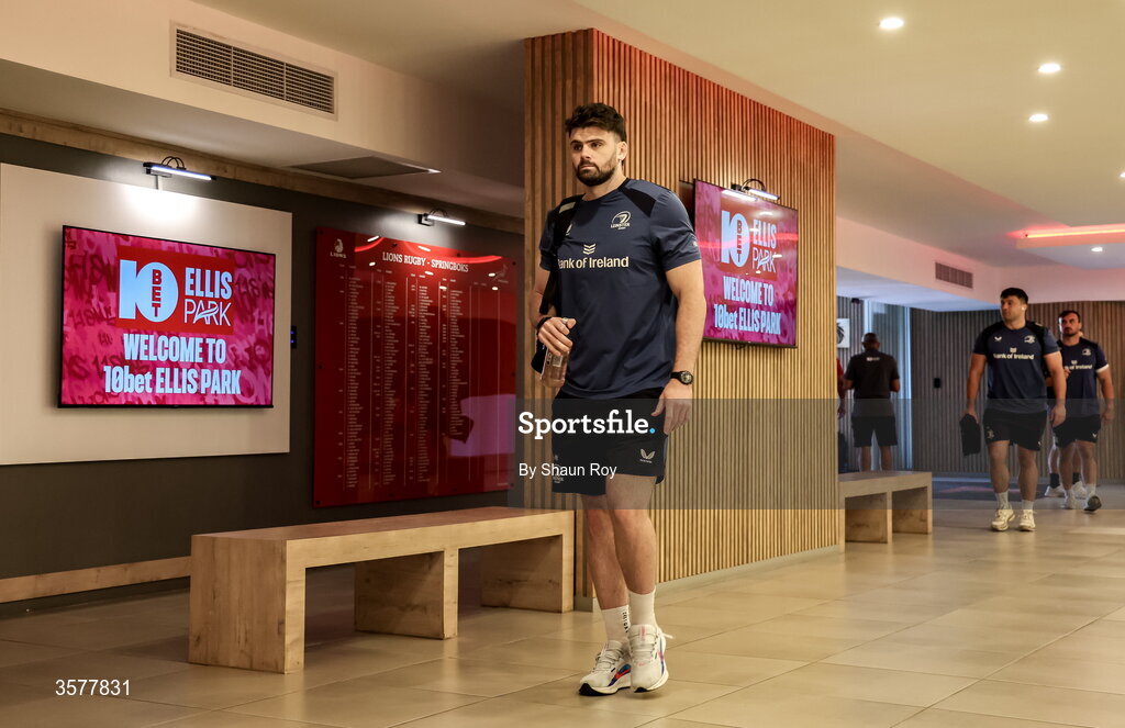 26 September 2026; Harry Byrne of Leinster arrives before during the United Rugby Championship match between Lions and Leinster at Ellis Park in Johannesburg, South Africa. Photo by Shaun Roy/Sportsfile
