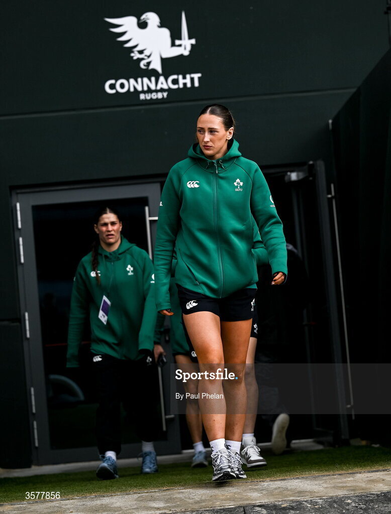 27 September 2026; Anna McGann of Ireland walks the pitch before the WXV Global Series match between Ireland and Japan at Dexcom Stadium in Galway. Photo by Paul Phelan/Sportsfile
