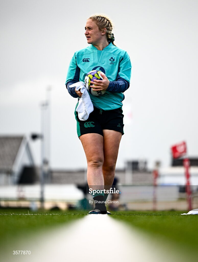 27 September 2026; Neve Jones of Ireland before the WXV Global Series match between Ireland and Japan at Dexcom Stadium in Galway. Photo by Shauna Clinton/Sportsfile