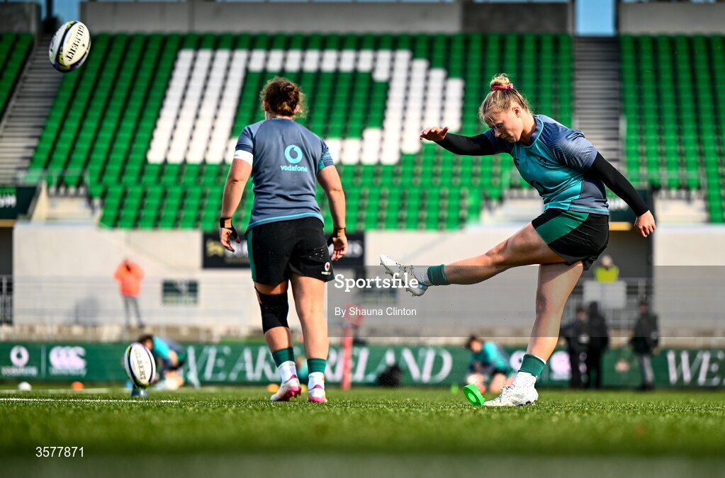 27 September 2026; Dannah O'Brien of Ireland before the WXV Global Series match between Ireland and Japan at Dexcom Stadium in Galway. Photo by Shauna Clinton/Sportsfile