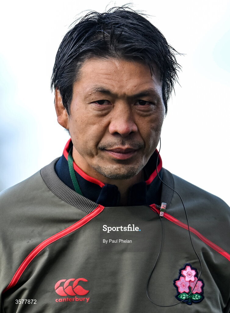 27 September 2026; Japan head coach Toshizumi Kitagawa before the WXV Global Series match between Ireland and Japan at Dexcom Stadium in Galway. Photo by Paul Phelan/Sportsfile