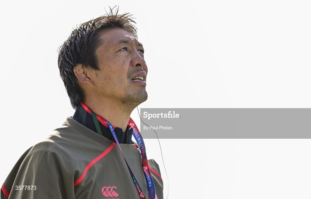 27 September 2026; Japan head coach Toshizumi Kitagawa before the WXV Global Series match between Ireland and Japan at Dexcom Stadium in Galway. Photo by Paul Phelan/Sportsfile