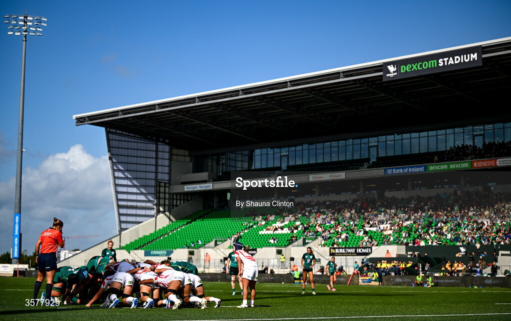 27 September 2026; A general view of a scrum during the WXV Global Series match between Ireland and Japan at Dexcom Stadium in Galway. Photo by Shauna Clinton/Sportsfile