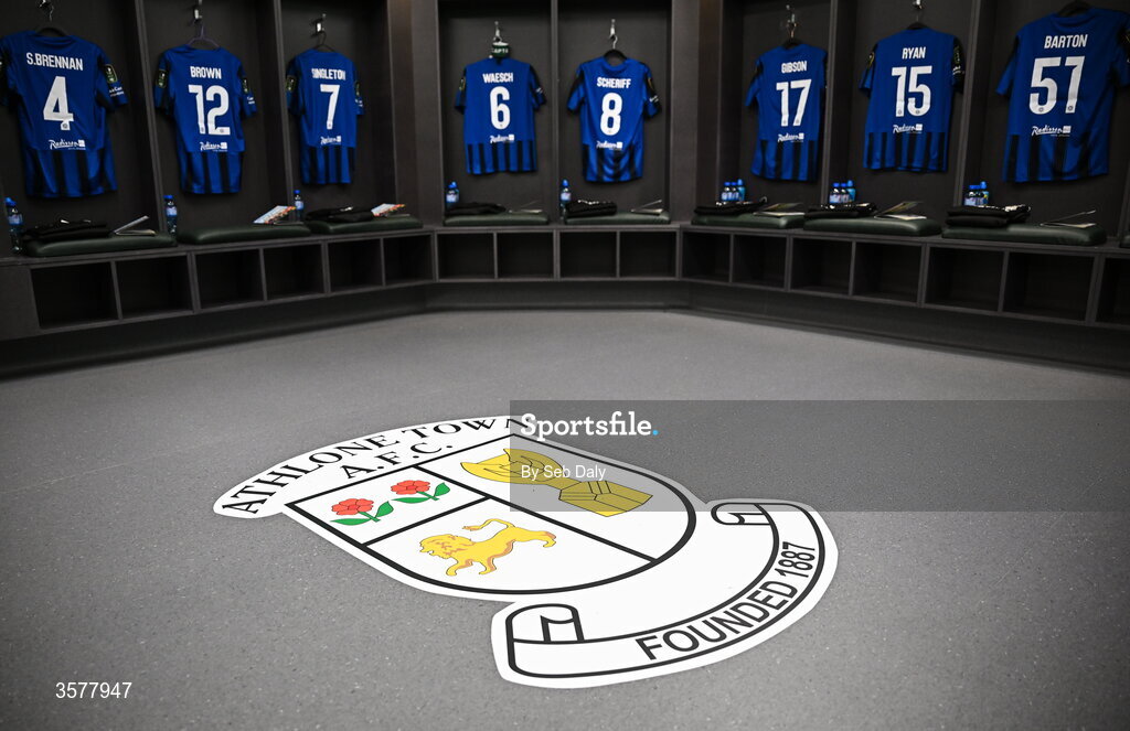 27 September 2026; A general view inside the Athlone Town dressing room before the 2026 Club Orange Women's FAI Cup final between Athlone Town and Shelbourne at Tallaght Stadium in Dublin. Photo by Seb Daly/Sportsfile