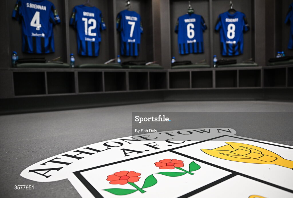 27 September 2026; A general view inside the Athlone Town dressing room before the 2026 Club Orange Women's FAI Cup final between Athlone Town and Shelbourne at Tallaght Stadium in Dublin. Photo by Seb Daly/Sportsfile