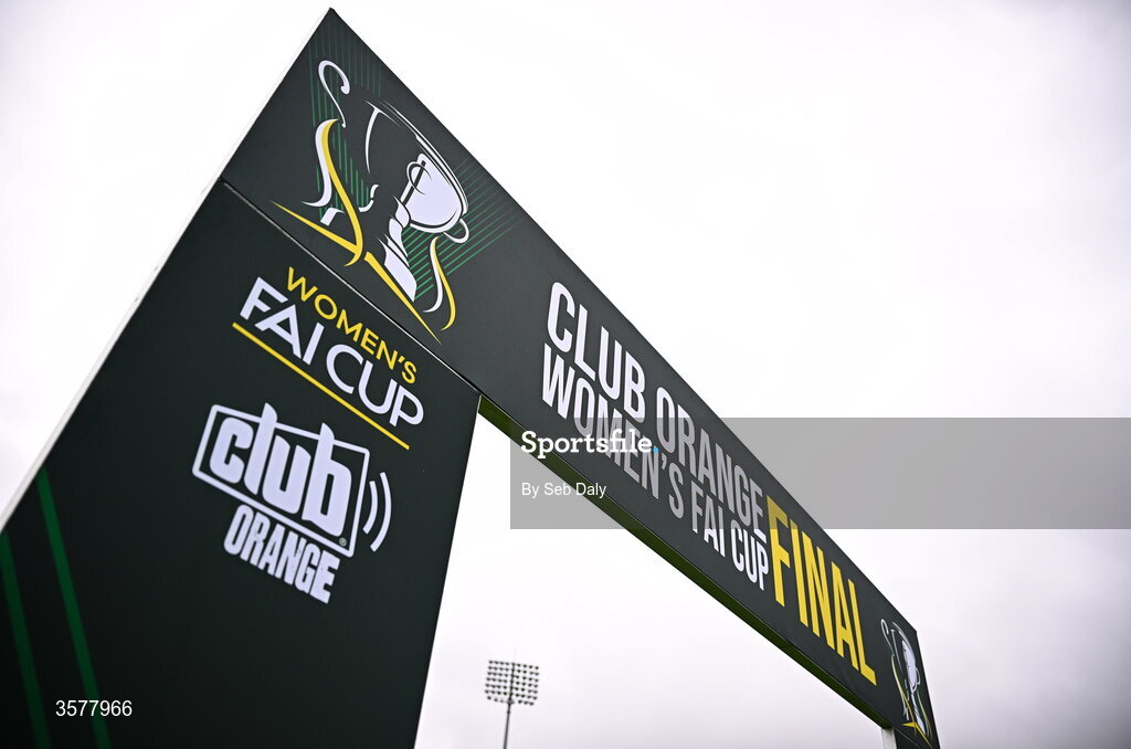 27 September 2026; Club Orange Women's FAI Cup final branding before the 2026 Club Orange Women's FAI Cup final between Athlone Town and Shelbourne at Tallaght Stadium in Dublin. Photo by Seb Daly/Sportsfile