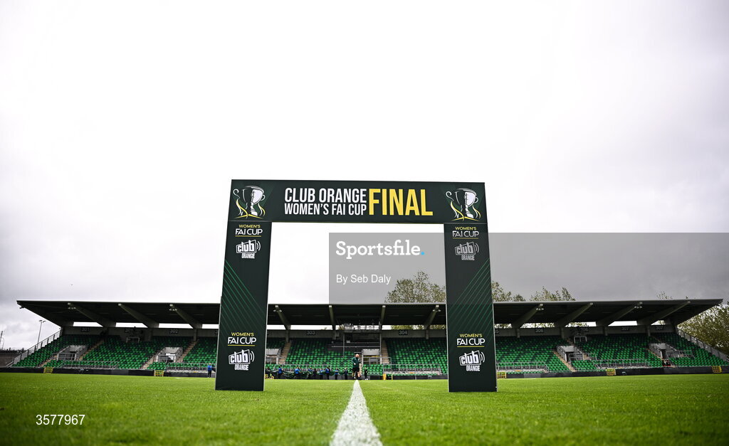 27 September 2026; Club Orange Women's FAI Cup final branding before the 2026 Club Orange Women's FAI Cup final between Athlone Town and Shelbourne at Tallaght Stadium in Dublin. Photo by Seb Daly/Sportsfile