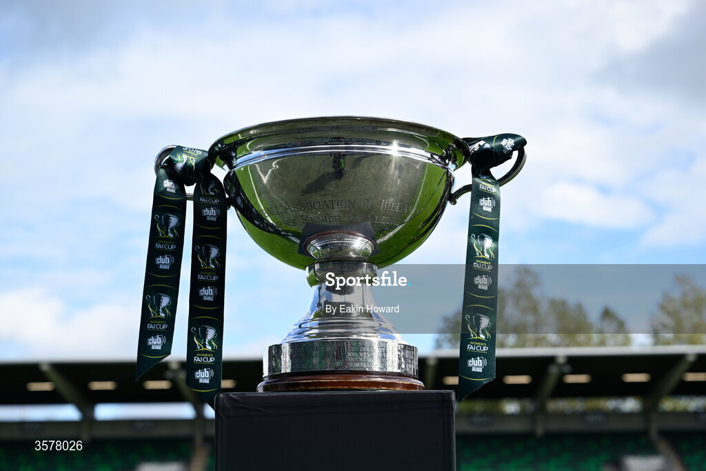 27 September 2026; A general view of the cup before the 2026 Club Orange Women's FAI Cup final between Athlone Town and Shelbourne at Tallaght Stadium in Dublin. Photo by Eakin Howard/Sportsfile