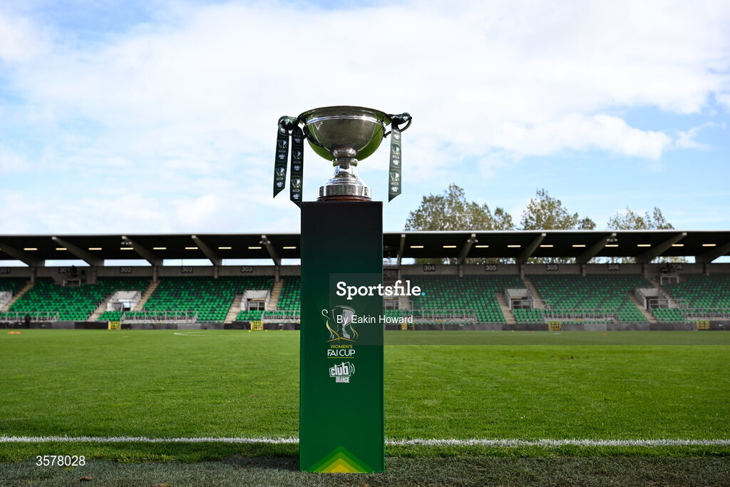 27 September 2026; A general view of the cup before the 2026 Club Orange Women's FAI Cup final between Athlone Town and Shelbourne at Tallaght Stadium in Dublin. Photo by Eakin Howard/Sportsfile