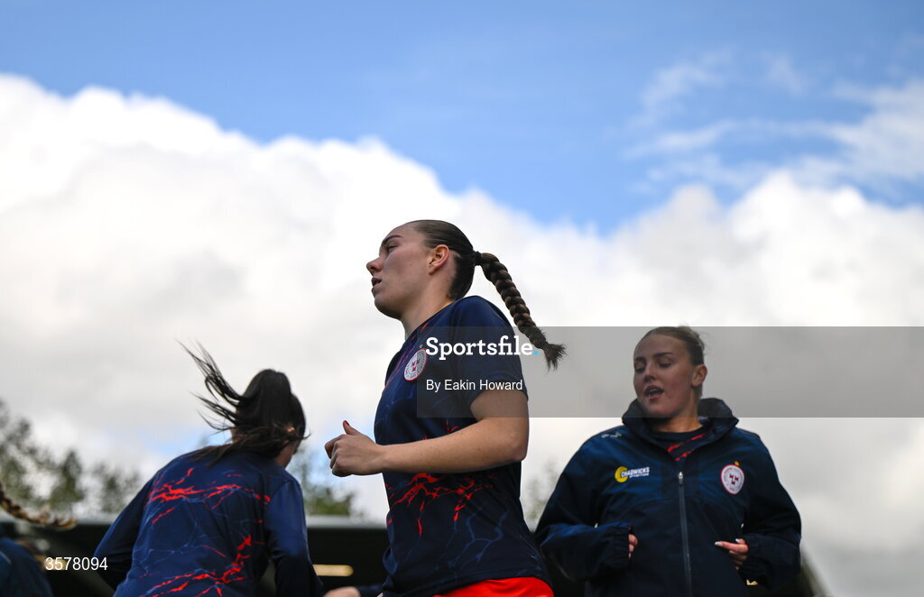 27 September 2026; Leah Doyle of Shelbourne during warm ups before the 2026 Club Orange Women's FAI Cup final between Athlone Town and Shelbourne at Tallaght Stadium in Dublin. Photo by Eakin Howard/Sportsfile