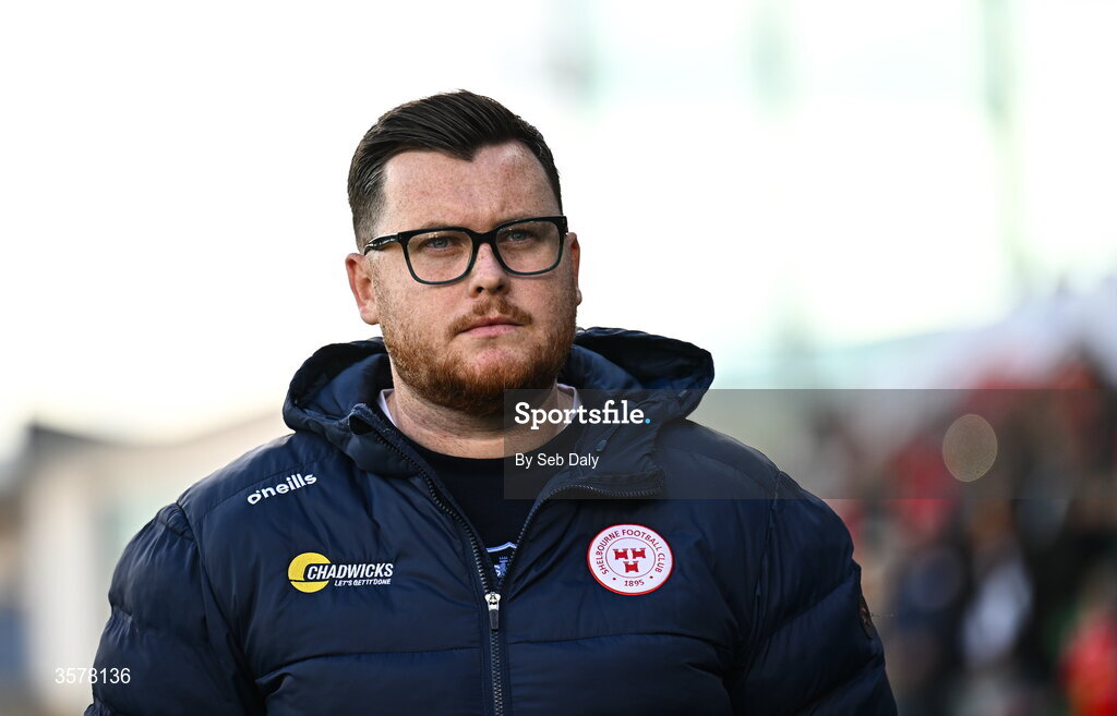 27 September 2026; Shelbourne manager Seán Russell before the 2026 Club Orange Women's FAI Cup final between Athlone Town and Shelbourne at Tallaght Stadium in Dublin. Photo by Seb Daly/Sportsfile