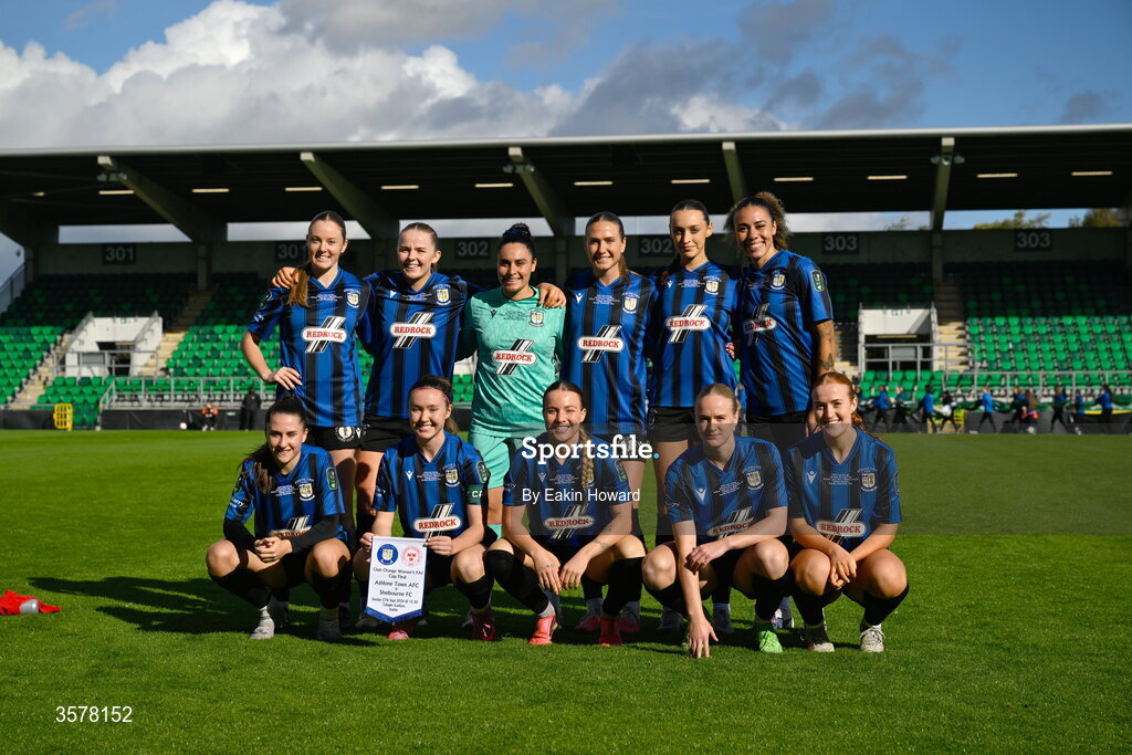27 September 2026; The Athlone Town before the 2026 Club Orange Women's FAI Cup final between Athlone Town and Shelbourne at Tallaght Stadium in Dublin. Photo by Eakin Howard/Sportsfile
