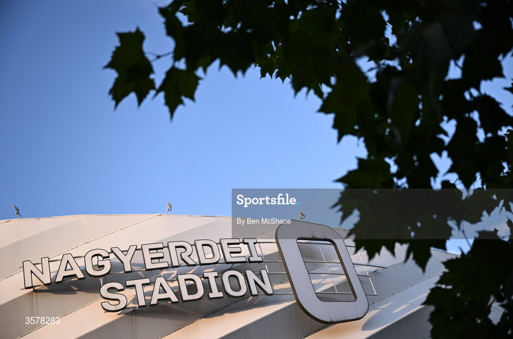 27 September 2026; A general view outside of the Nagyerdei Stadion the UEFA Nations League B match between Israel and the Republic of Ireland at Nagyerdei Stadion in Debrecen, Hungary. Photo by Ben McShane/Sportsfile