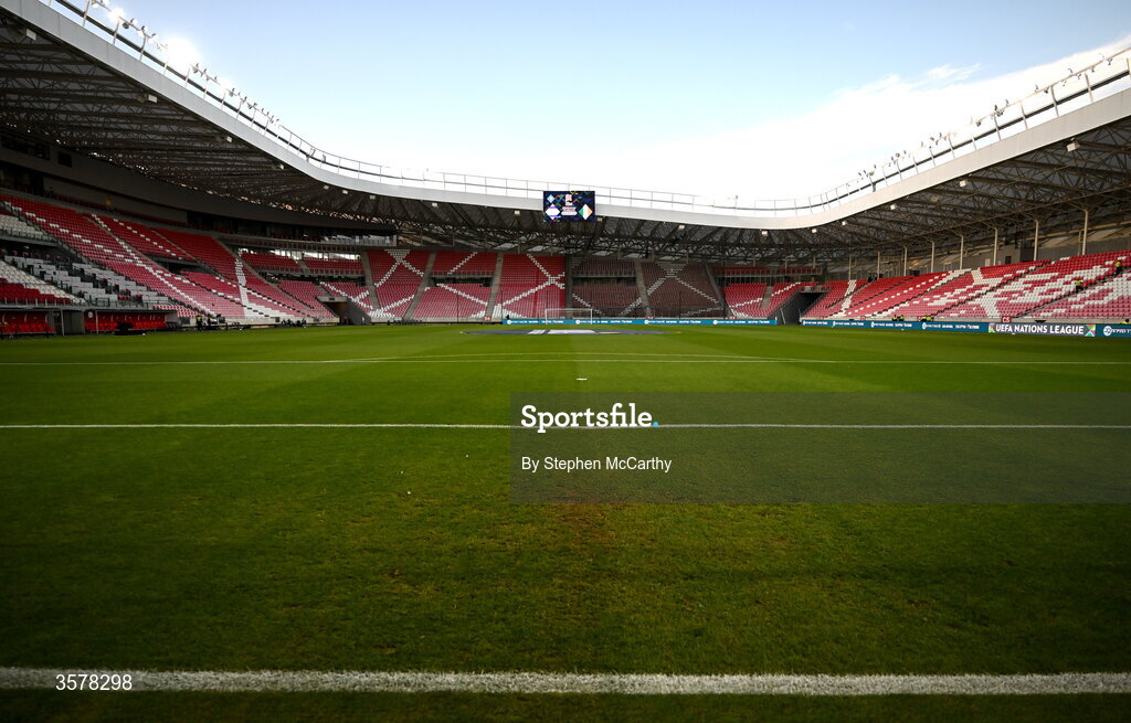 27 September 2026; A general view of Nagyerdei Stadion before the UEFA Nations League B match between Israel and the Republic of Ireland at Nagyerdei Stadion in Debrecen, Hungary. Photo by Stephen McCarthy/Sportsfile