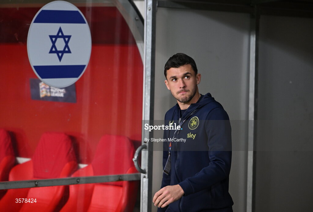 27 September 2026; Jason Knight of Republic of Ireland walks the pitch before the UEFA Nations League B match between Israel and the Republic of Ireland at Nagyerdei Stadion in Debrecen, Hungary. Photo by Stephen McCarthy/Sportsfile