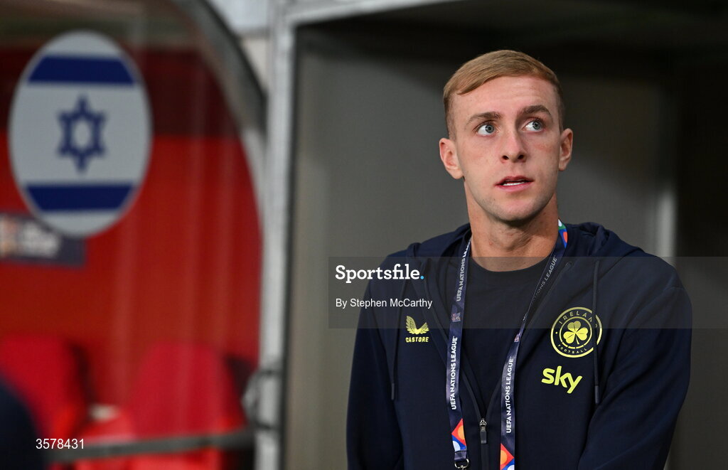 27 September 2026; Killian Phillips of Republic of Ireland walks the pitch before the UEFA Nations League B match between Israel and the Republic of Ireland at Nagyerdei Stadion in Debrecen, Hungary. Photo by Stephen McCarthy/Sportsfile