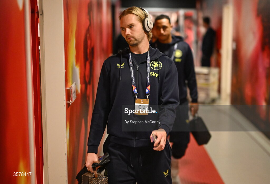 27 September 2026; Republic of Ireland goalkeeper Caoimhín Kelleher arrives before the UEFA Nations League B match between Israel and the Republic of Ireland at Nagyerdei Stadion in Debrecen, Hungary. Photo by Stephen McCarthy/Sportsfile