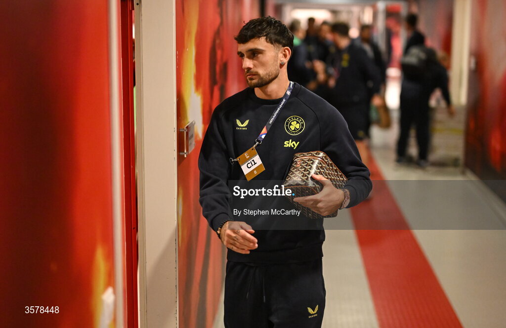 27 September 2026; Troy Parrott of Republic of Ireland arrives before the UEFA Nations League B match between Israel and the Republic of Ireland at Nagyerdei Stadion in Debrecen, Hungary. Photo by Stephen McCarthy/Sportsfile