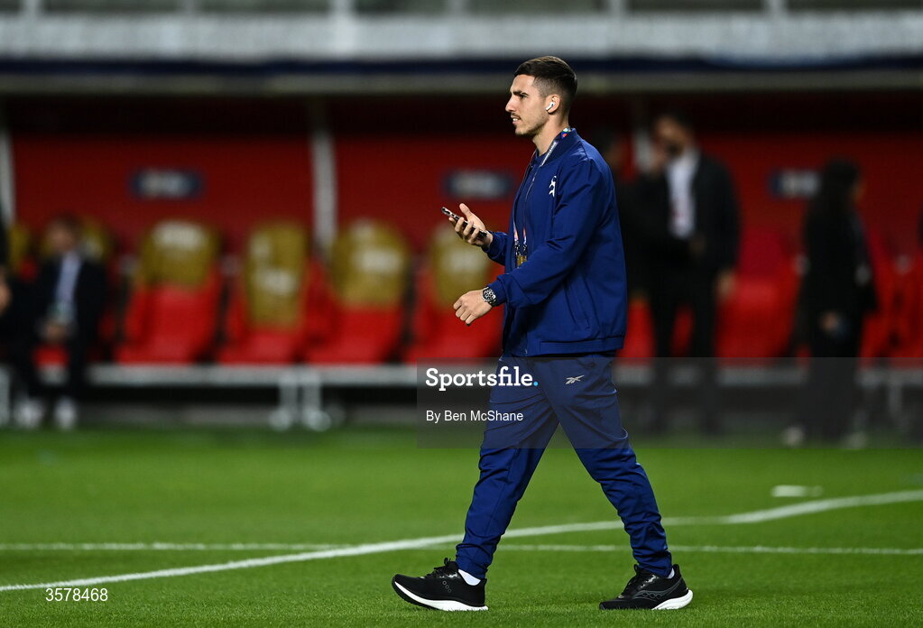 27 September 2026; Oscar Gloukh of Israel walks the pitch before the UEFA Nations League B match between Israel and the Republic of Ireland at Nagyerdei Stadion in Debrecen, Hungary. Photo by Ben McShane/Sportsfile