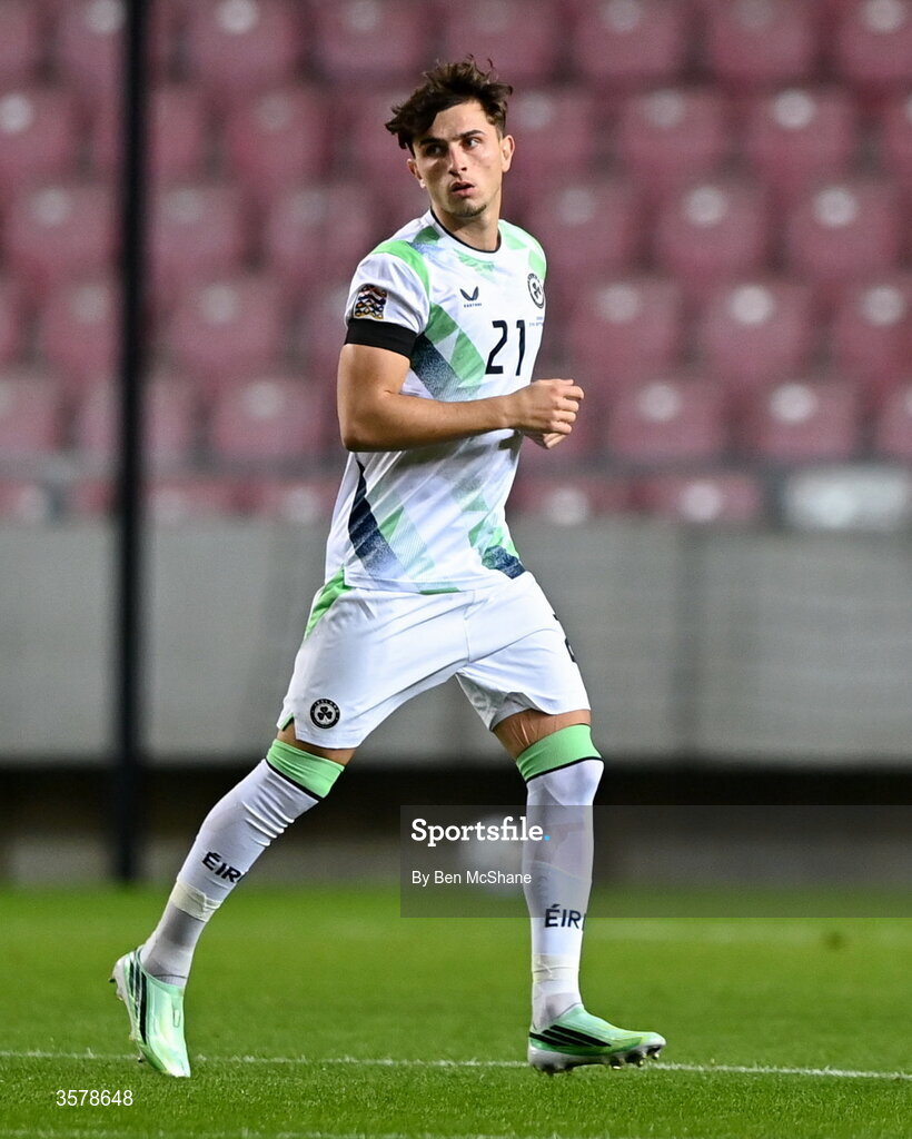 27 September 2026; Rocco Vata of Republic of Ireland during the UEFA Nations League B match between Israel and the Republic of Ireland at Nagyerdei Stadion in Debrecen, Hungary. Photo by Ben McShane/Sportsfile
