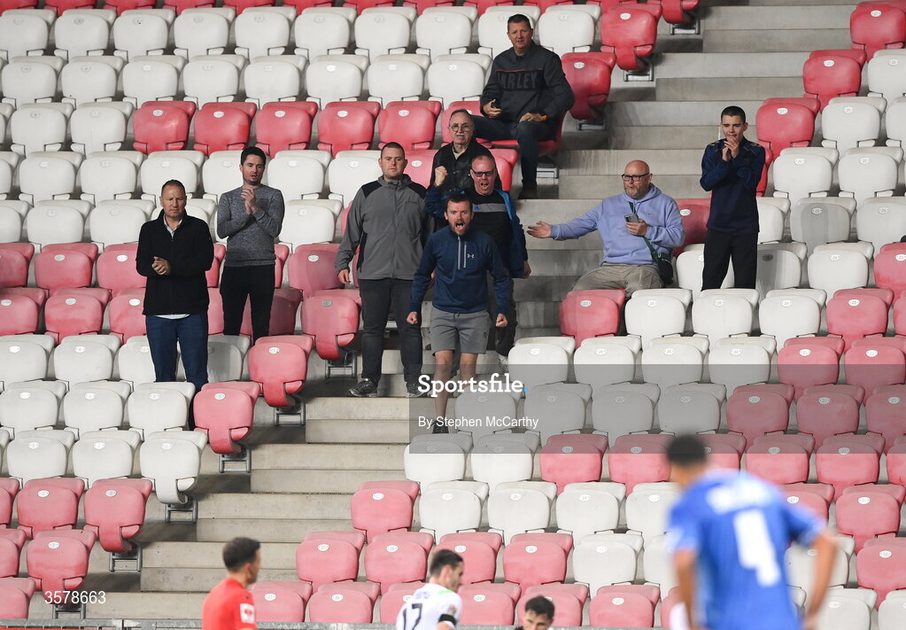 27 September 2026; Republic of Ireland supporters during the UEFA Nations League B match between Israel and the Republic of Ireland at Nagyerdei Stadion in Debrecen, Hungary. Photo by Stephen McCarthy/Sportsfile